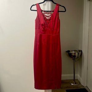 Work once sexy red cocktail dress with slit